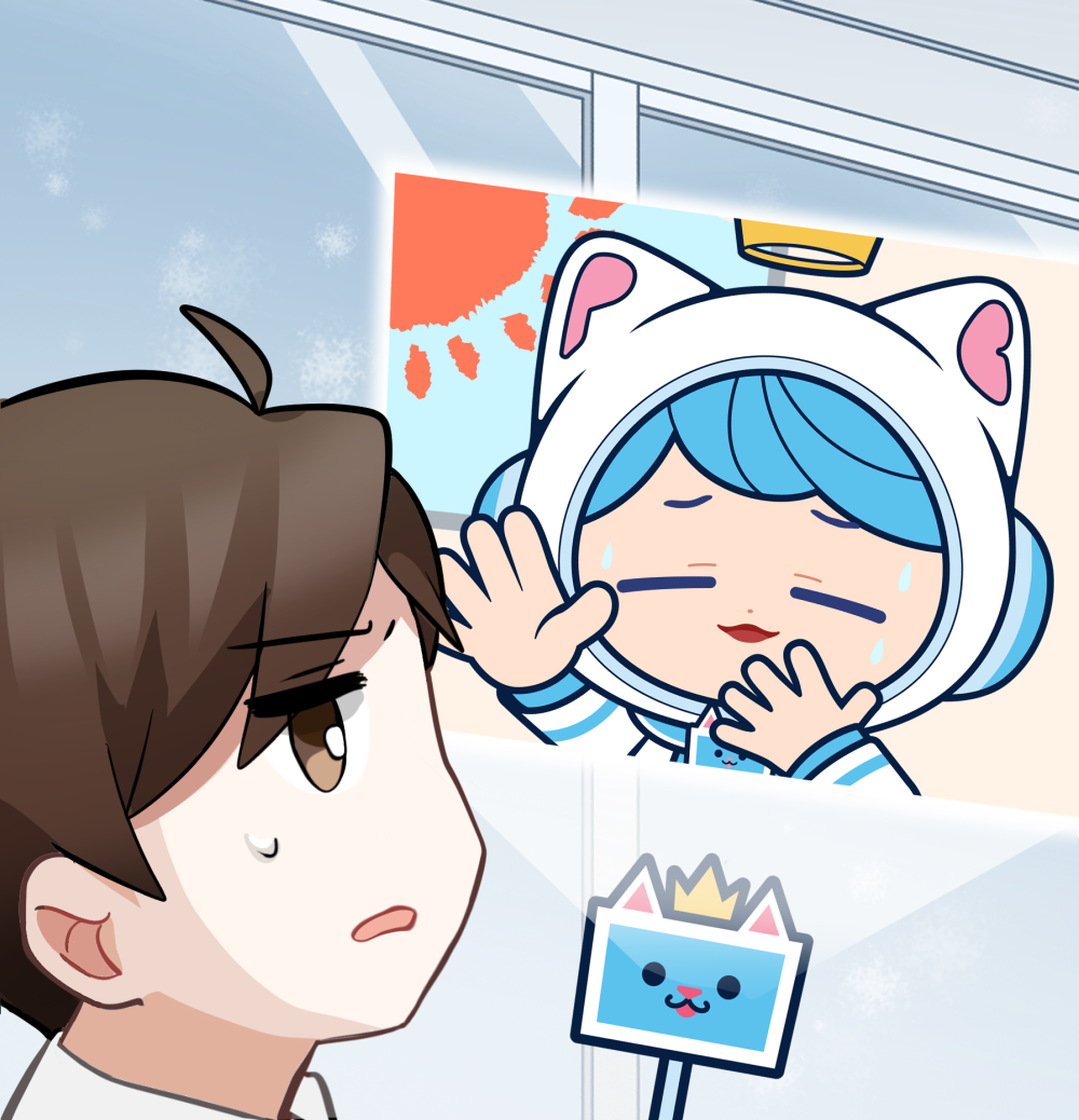 ねこぴと通信で会話するタカシ