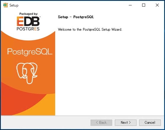 PostgreSQL インストーラー起動