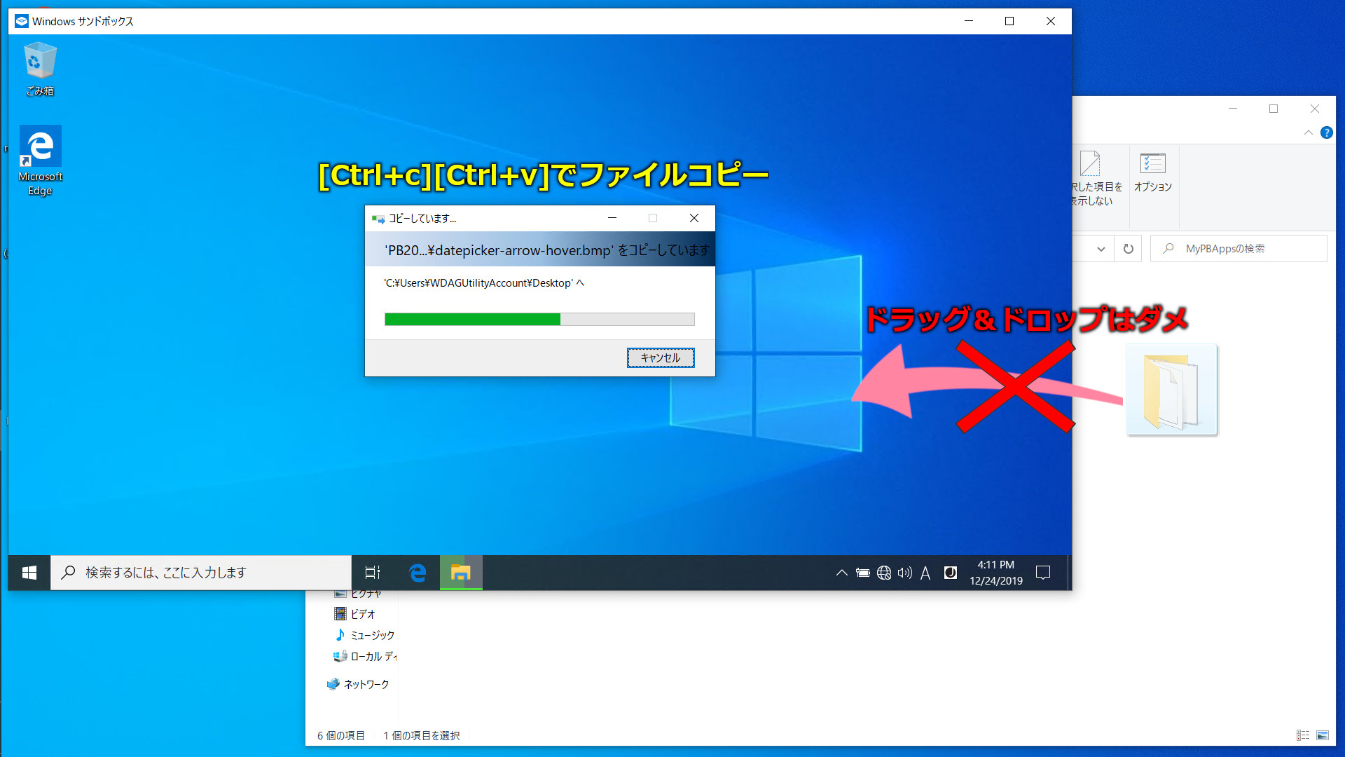 Windows Sandbox ファイルコピー